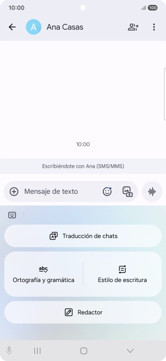 Para generar un texto, pulsa Redactor y sigue las indicaciones de la pantalla para utilizar la función.