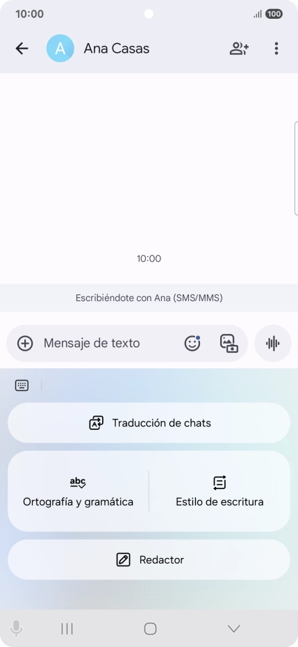 Para generar un texto, pulsa Redactor y sigue las indicaciones de la pantalla para utilizar la función.