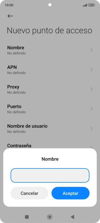 Introduce Vodafone Internet y pulsa Aceptar.