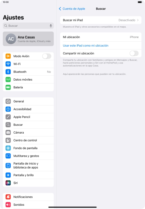 Pulsa Buscar mi iPad.
