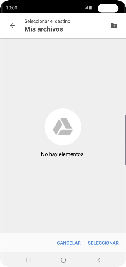 Si deseas crear una nueva carpeta, pulsa el icono de nueva carpeta y sigue las indicaciones de la pantalla para crearla.