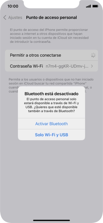 Si la función de wifi está activada, pulsa Solo Wi-Fi y USB.