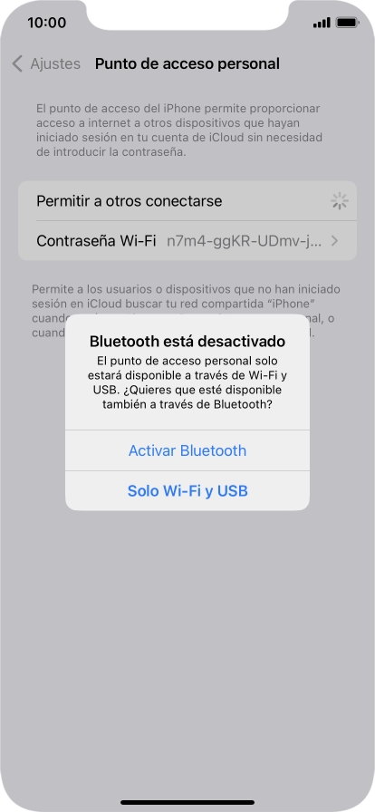 Si la función de wifi está activada, pulsa Solo Wi-Fi y USB.