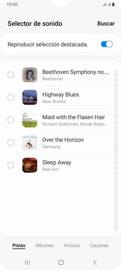 Pulsa los timbres de llamada deseados para escucharlos.