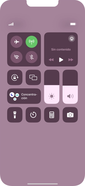 Pulsa el icono de modo de avión para activar o desactivar la función.