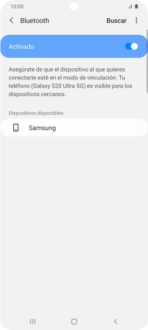 Pulsa el dispositivo Bluetooth deseado y sigue las indicaciones de la pantalla para vincular el dispositivo al teléfono.