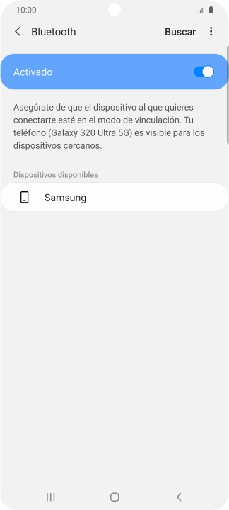 Pulsa el dispositivo Bluetooth deseado y sigue las indicaciones de la pantalla para vincular el dispositivo al teléfono.