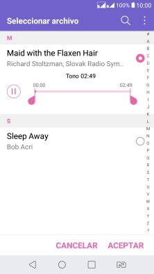 Al encontrar un timbre de llamada de tu gusto, pulsa ACEPTAR.
