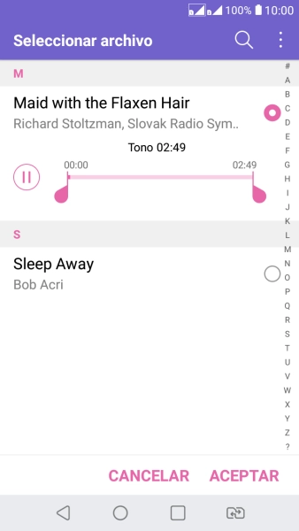 Al encontrar un timbre de llamada de tu gusto, pulsa ACEPTAR.