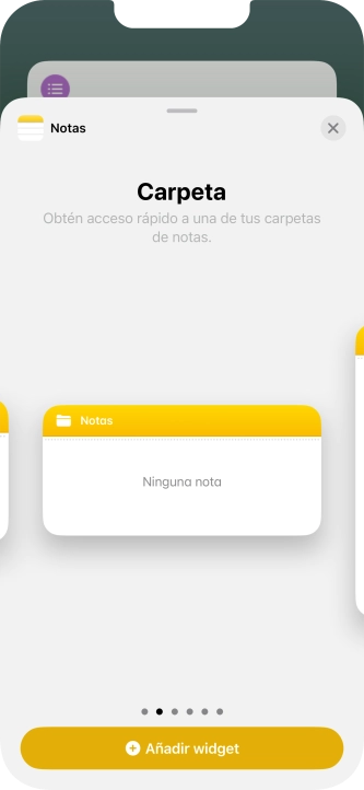 Desliza el dedo hacia la derecha o hacia la izquierda por la pantalla para seleccionar el tamaño de widget deseado.