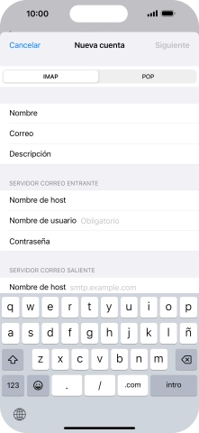 Pulsa Nombre de usuario e introduce el nombre de usuario de tu cuenta de correo electrónico.