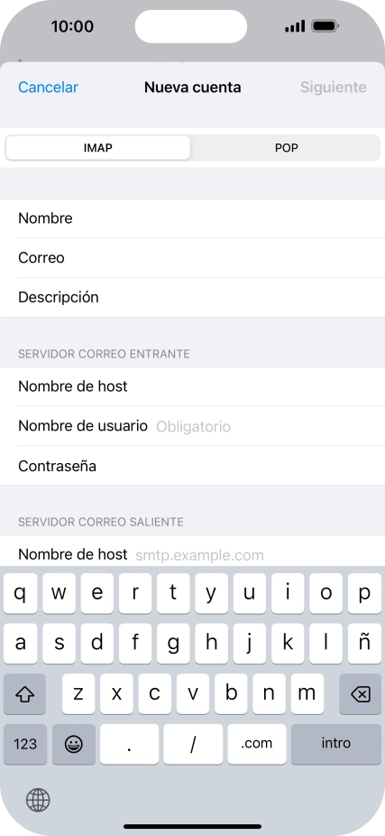 Pulsa Nombre de usuario e introduce el nombre de usuario de tu cuenta de correo electrónico.