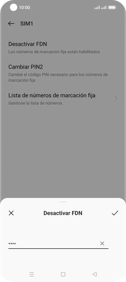 Introduce el código PIN2 y pulsa el icono de aceptar.