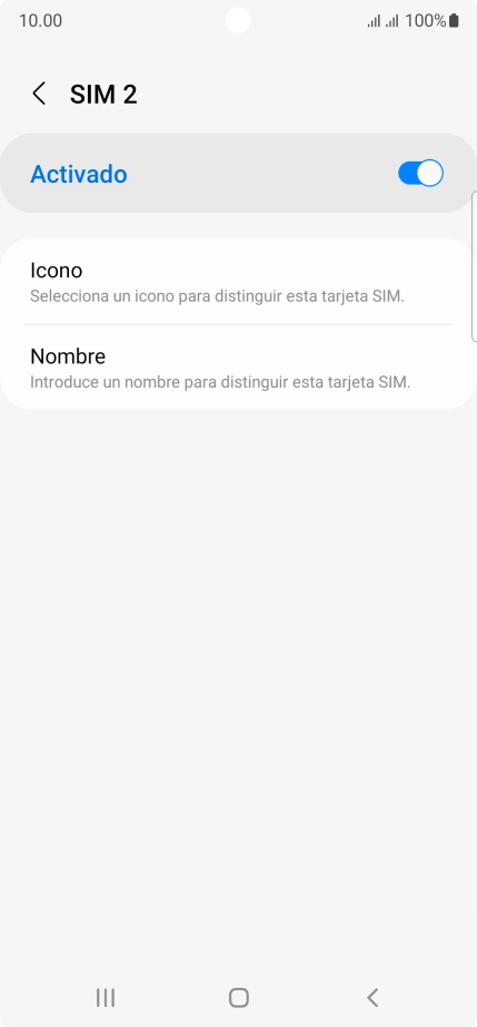Pulsa el indicador para activar o desactivar el uso de la tarjeta SIM.