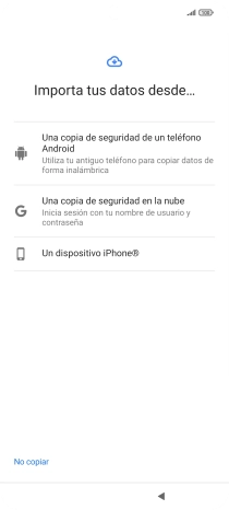 Pulsa la opción deseada y sigue las indicaciones de la pantalla para transferir contenido desde el otro teléfono y finalizar la activación de tu teléfono.