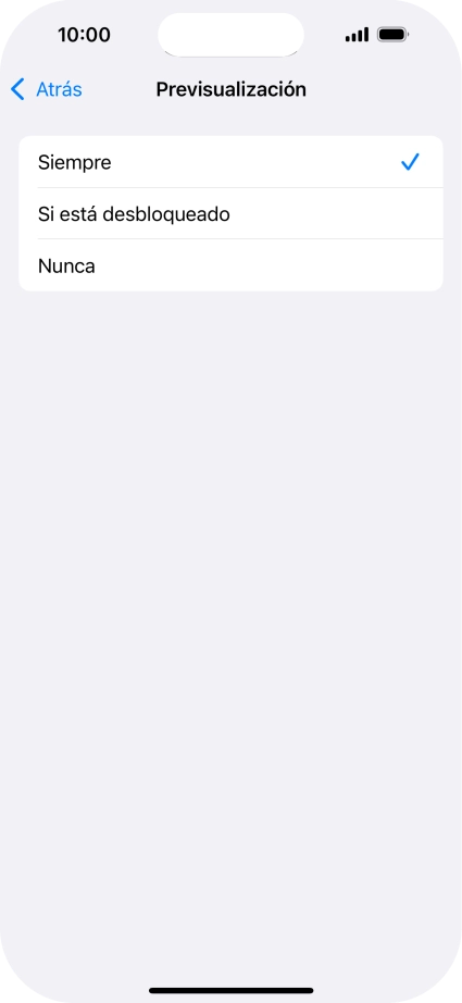 Para seleccionar la vista previa de las notificaciones en la pantalla de bloqueo, pulsa Siempre.