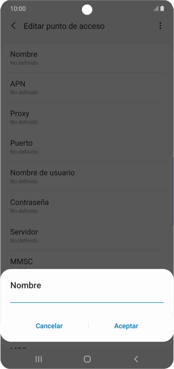 Introduce Vodafone Internet y pulsa Aceptar.