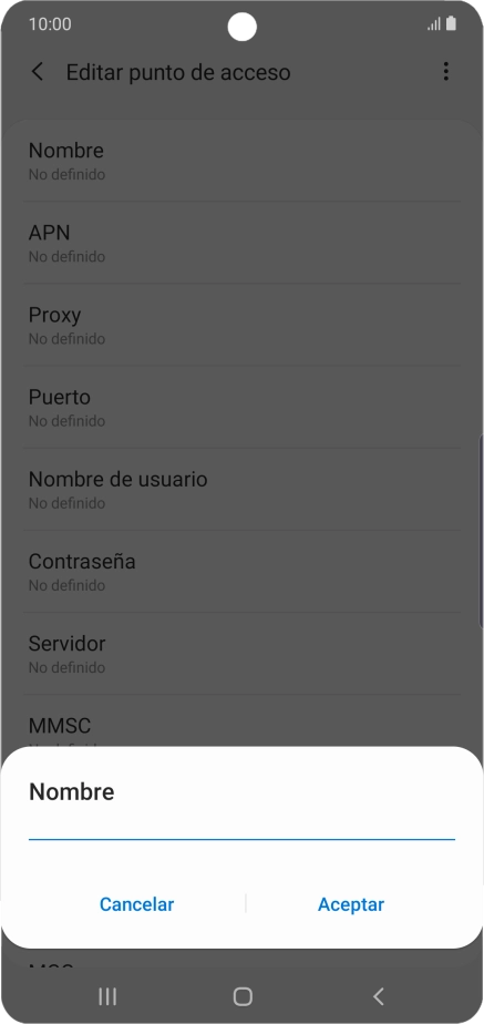 Introduce Vodafone Internet y pulsa Aceptar.