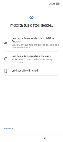 Pulsa la opción deseada y sigue las indicaciones de la pantalla para transferir contenido desde el otro teléfono y finalizar la activación de tu teléfono.