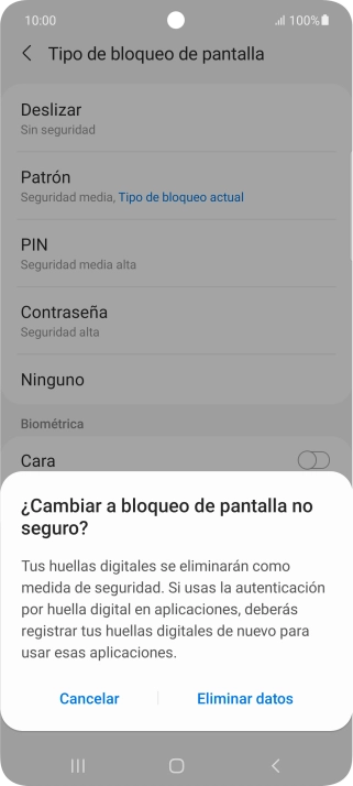 Pulsa Eliminar datos.