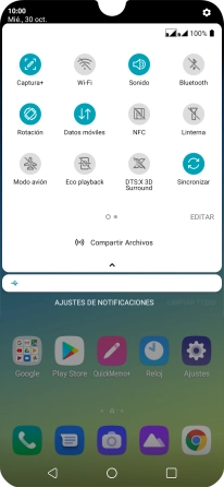 Pulsa el icono de datos móviles para activar o desactivar la función.