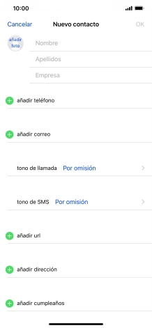 Pulsa Nombre e introduce el nombre.