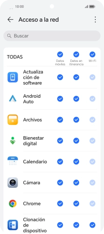 Pulsa en el campo junto al nombre de la aplicación bajo la columna de 