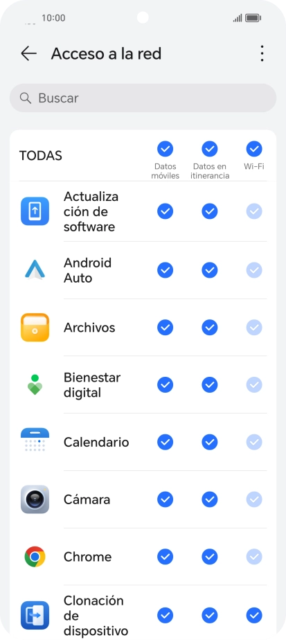 Pulsa en el campo junto al nombre de la aplicación bajo la columna de 