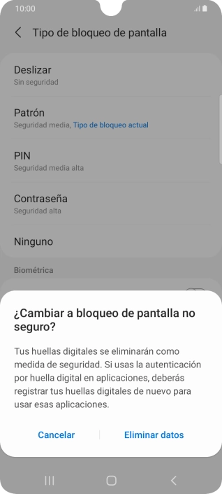 Pulsa Eliminar datos.