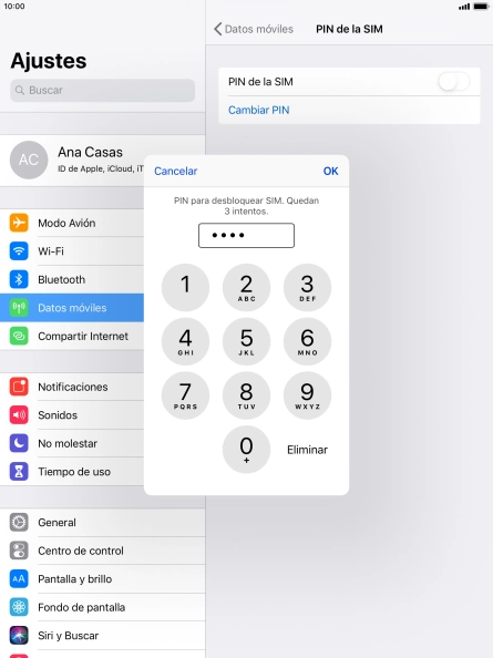 Introduce tu código PIN y pulsa OK.