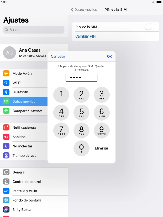 Introduce tu código PIN y pulsa OK.