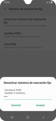 Introduce el código PIN2 y pulsa Aceptar.