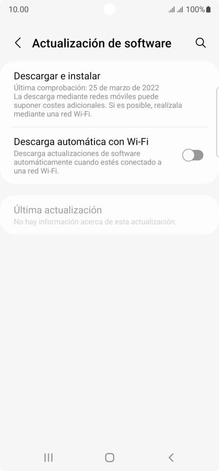 Pulsa Descargar e instalar. Si hay una versión de software nueva disponible, aparecerá ahora en la pantalla. Sigue las indicaciones de la pantalla para actualizar el software del teléfono.