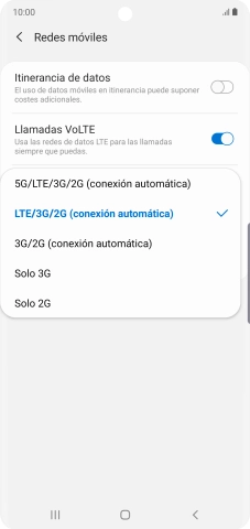 Pulsa el tipo de red deseado.