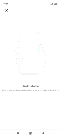 Sigue las indicaciones de la pantalla para crear una huella digital como código de seguridad.