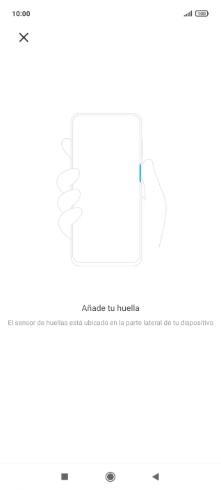 Sigue las indicaciones de la pantalla para crear una huella digital como código de seguridad.