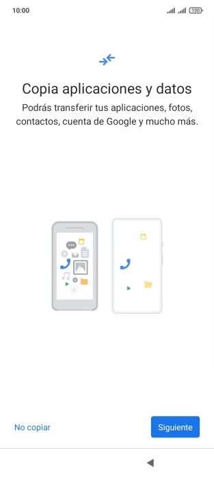 Puedes transferir el contenido de otro teléfono cuando activas tu teléfono por primera vez y cuando lo has restablecido. Cuando aparezca en la pantalla del teléfono esta imagen, ya está listo para la transmisión del contenido del otro teléfono.