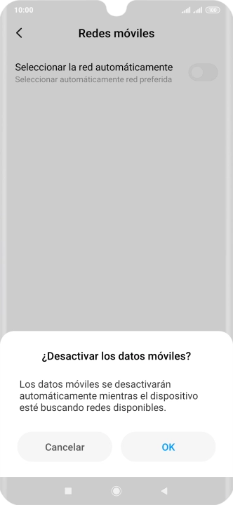 Pulsa OK y espera mientras el teléfono está buscando redes.