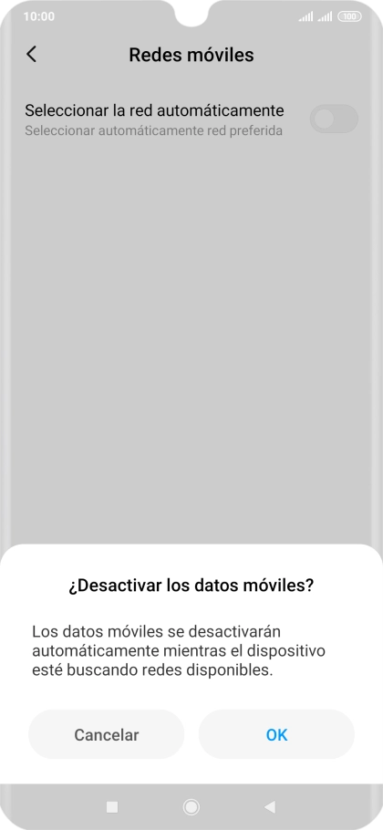 Pulsa OK y espera mientras el teléfono está buscando redes.