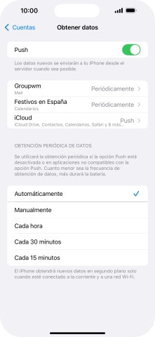 Si desactivas la función, pulsa el ajuste deseado.