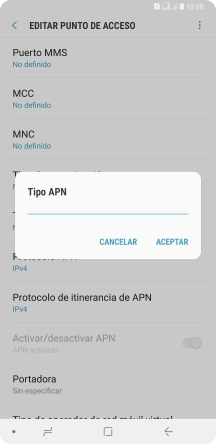 Introduce default y pulsa ACEPTAR.