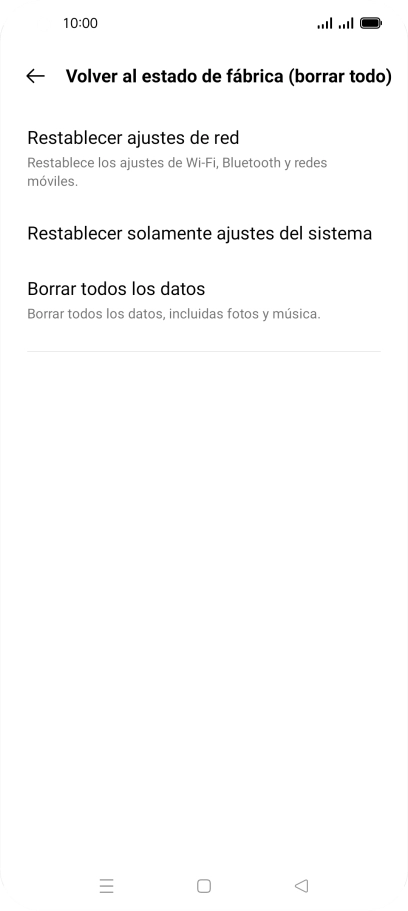 Pulsa Borrar todos los datos.