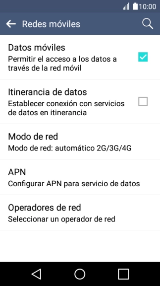 Pulsa Modo de red.