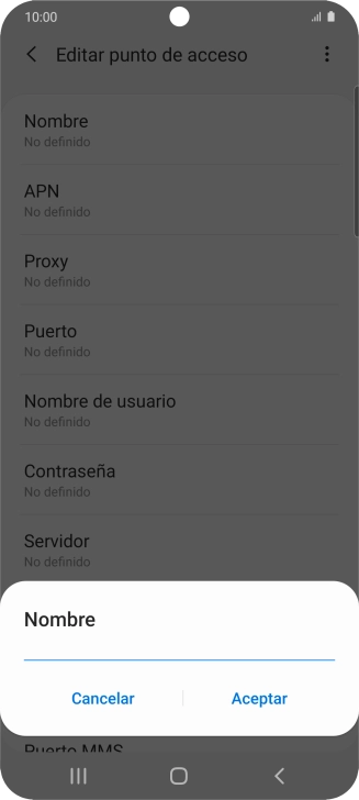 Introduce Vodafone Internet y pulsa Aceptar.