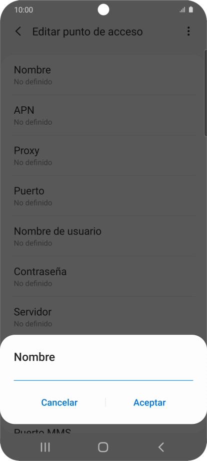 Introduce Vodafone Internet y pulsa Aceptar.