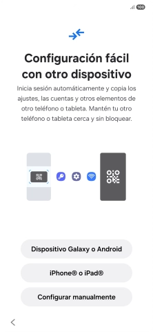 Pulsa la opción deseada para transferir contenido desde otro dispositivo y pulsa Configurar manualmente.