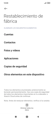 Pulsa Eliminar todos los datos.