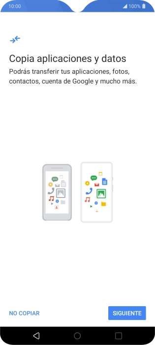 Puedes transferir el contenido de otro teléfono cuando activas tu teléfono por primera vez y cuando lo has restablecido. Cuando aparezca en la pantalla del teléfono esta imagen, ya está listo para la transmisión del contenido del otro teléfono.