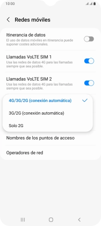 Pulsa el tipo de red deseado.