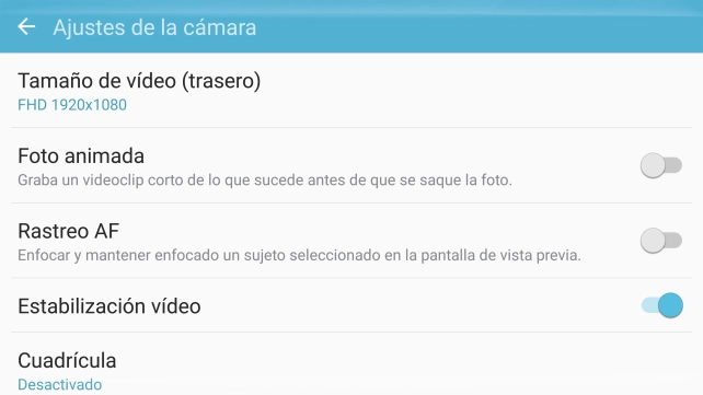 Pulsa Tamaño de vídeo (trasero).